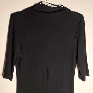 Michael stars - black top, elbow sleeve, mock neck, S